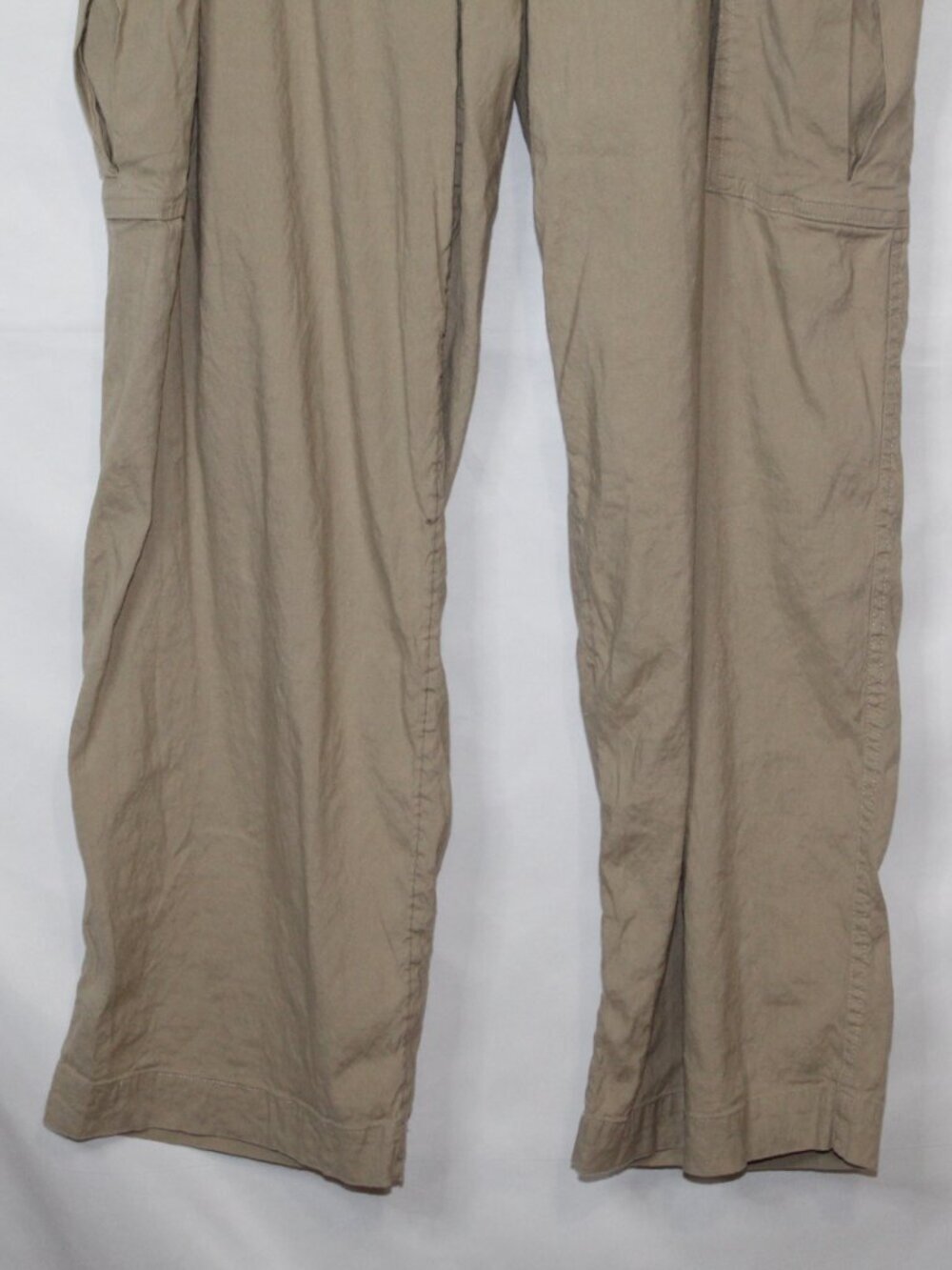 Athleta women's pants size XS tan linen cargo pants mid rise straight leg - Picture 6 of 14